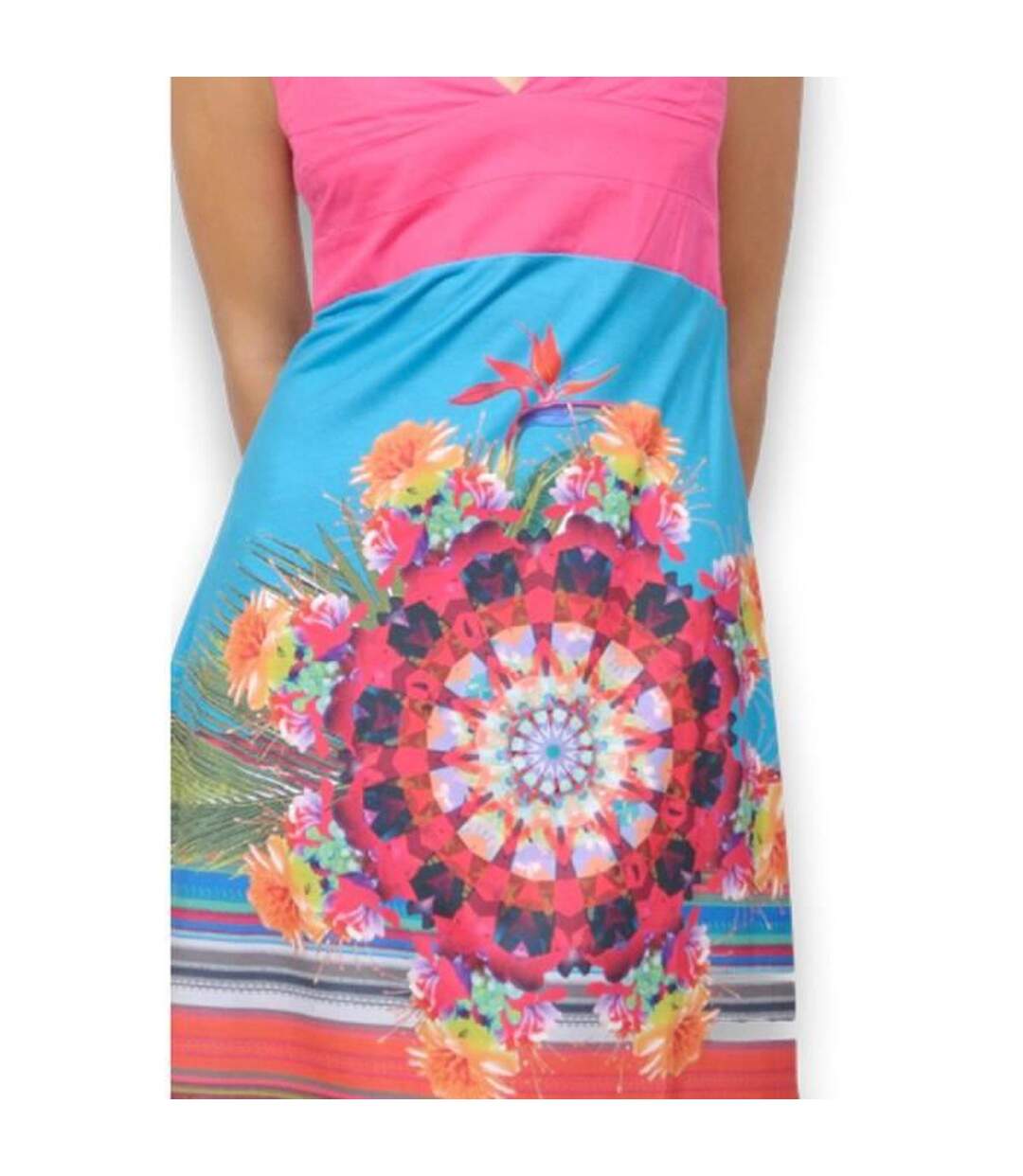 Robe femme à bretelles - Tissu imprimé multicolore-4