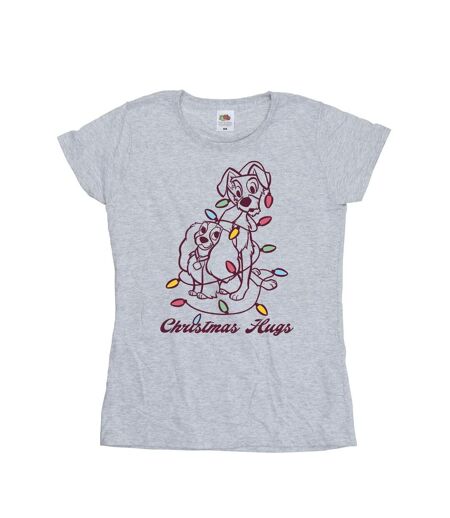 Disney Femme/Ladies Lady And The Trump Christmas Hugs - T-shirt en coton (Gris sportif) - UTBI26139