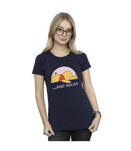 Disney T-shirt en coton relax Winnie The Pooh Femme/Ladies (Bleu marine) - UTBI44878