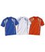 Pack of 3 Men's V-Neck Print T-Shirts - Blue White Orange