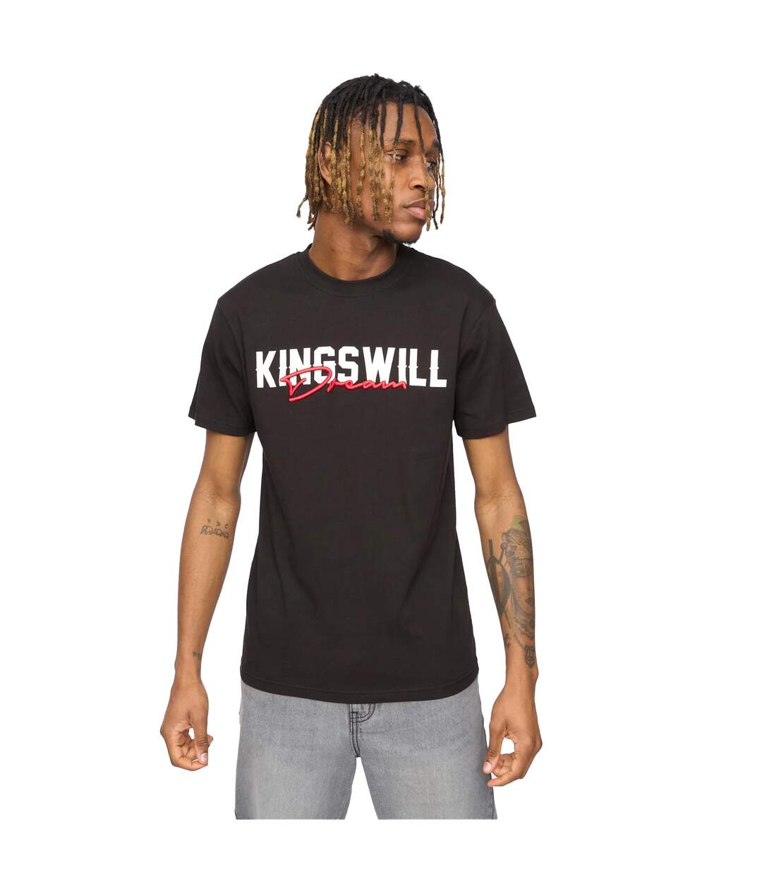 Mens Bilkie Embroidered Logo T-shirt Black Kings Will Dream-1