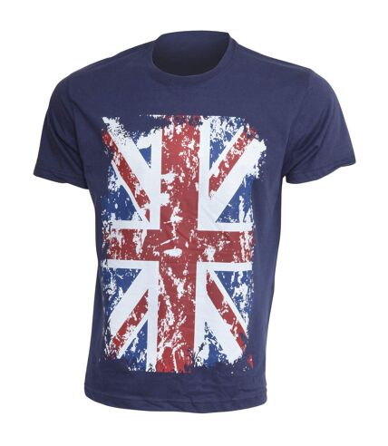 Mens Union Jack Print Short Sleeve T-Shirt (Navy)