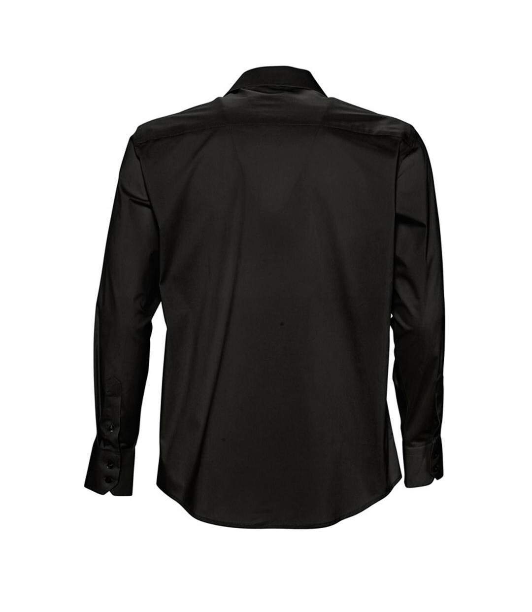 Chemise Manches Longues Brighton Homme Noir SOLS-2