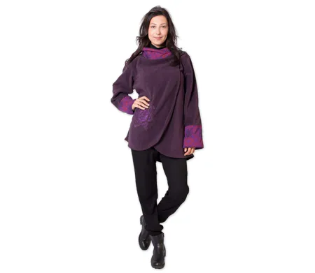 Veste polaire brodée HUDSON mandala violet Coton Du Monde