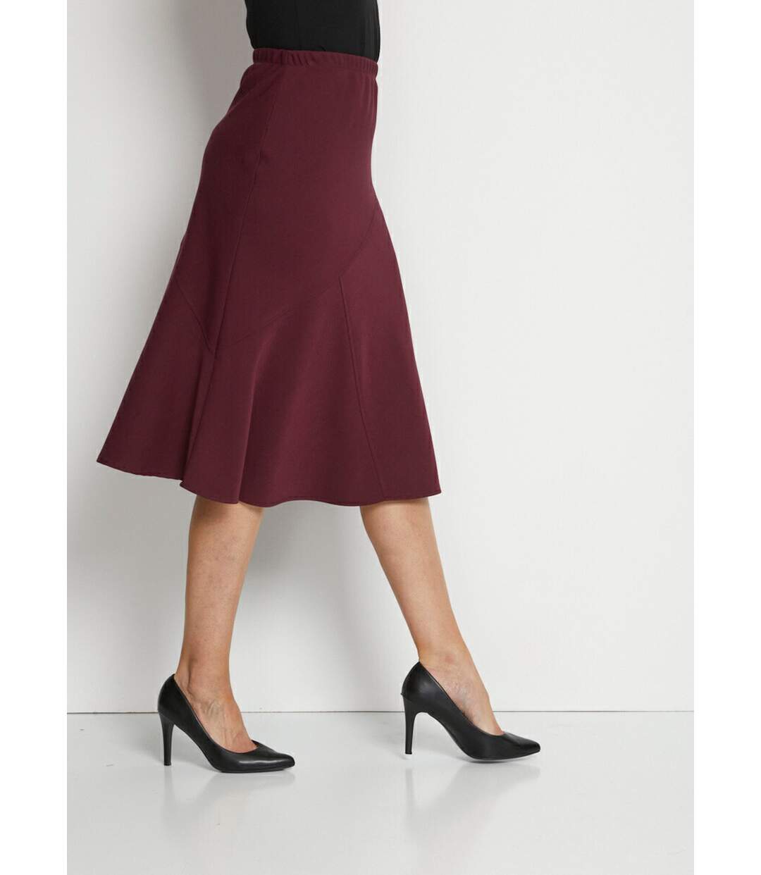 Jupe longue évasée tissu extensible-3