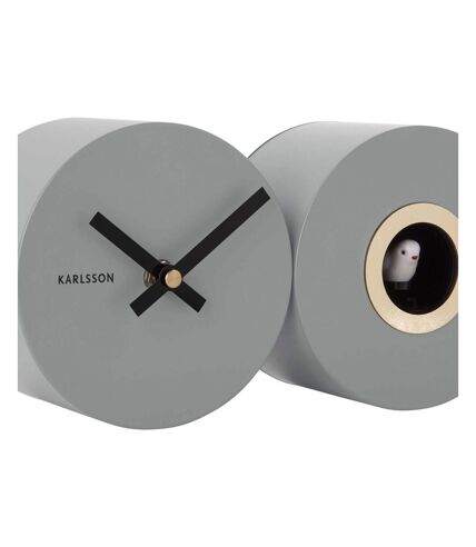 Horloge mural en métal mat Duo Cuckoo Gris