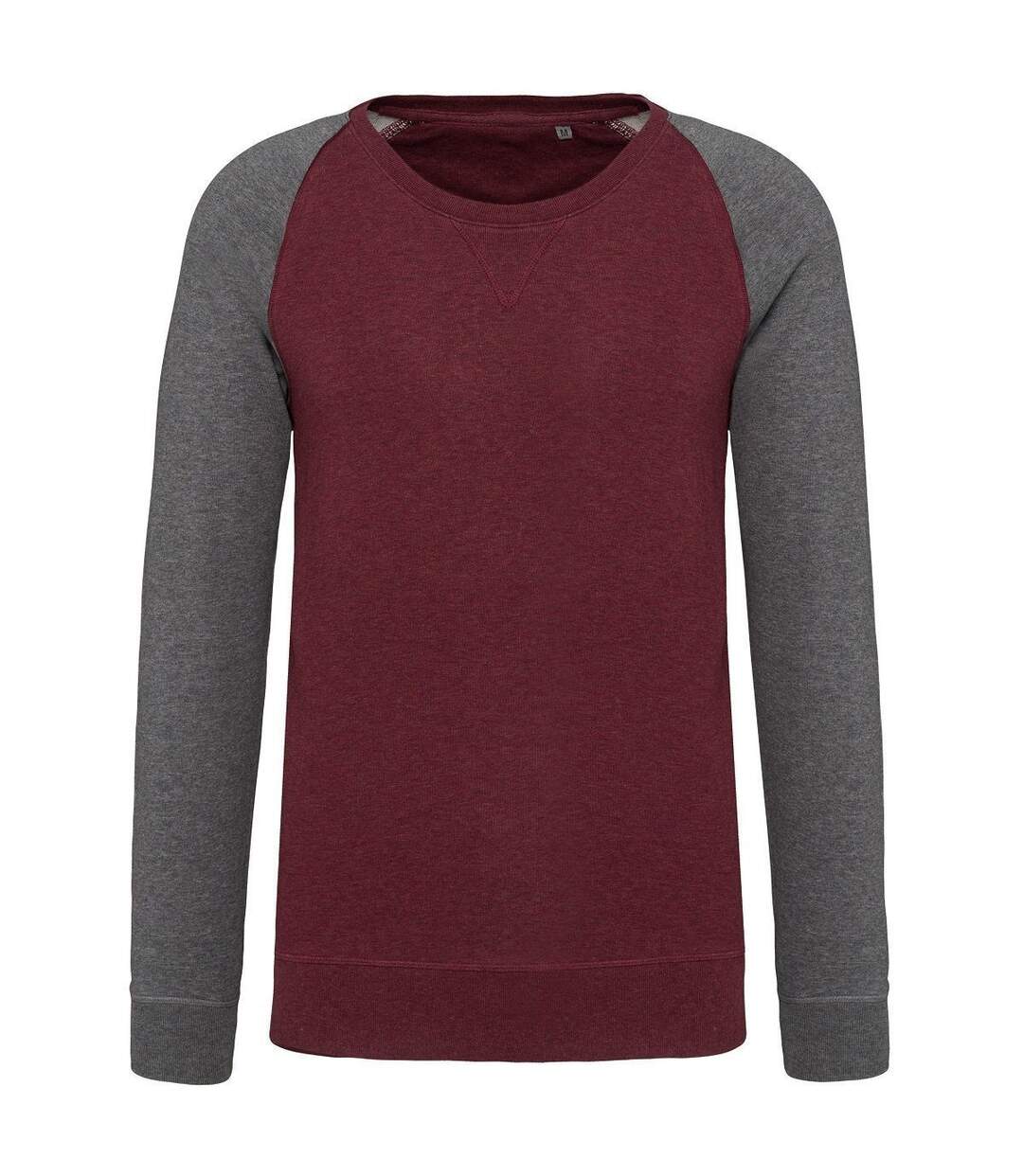 Sweat shirt coton bio - Homme - K491 - rouge vin et gris