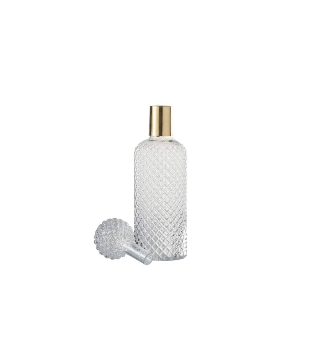 Bouteille Design en Verre Relief 37cm Transparent & Or-2