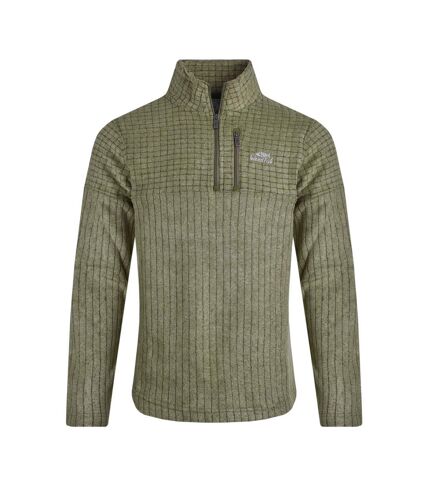 Mens longmont grid eco friendly quarter zip fleece top celery Weird Fish