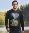 Langärmeliges T-Shirt mit Wolfsmotiv Atlas For Men