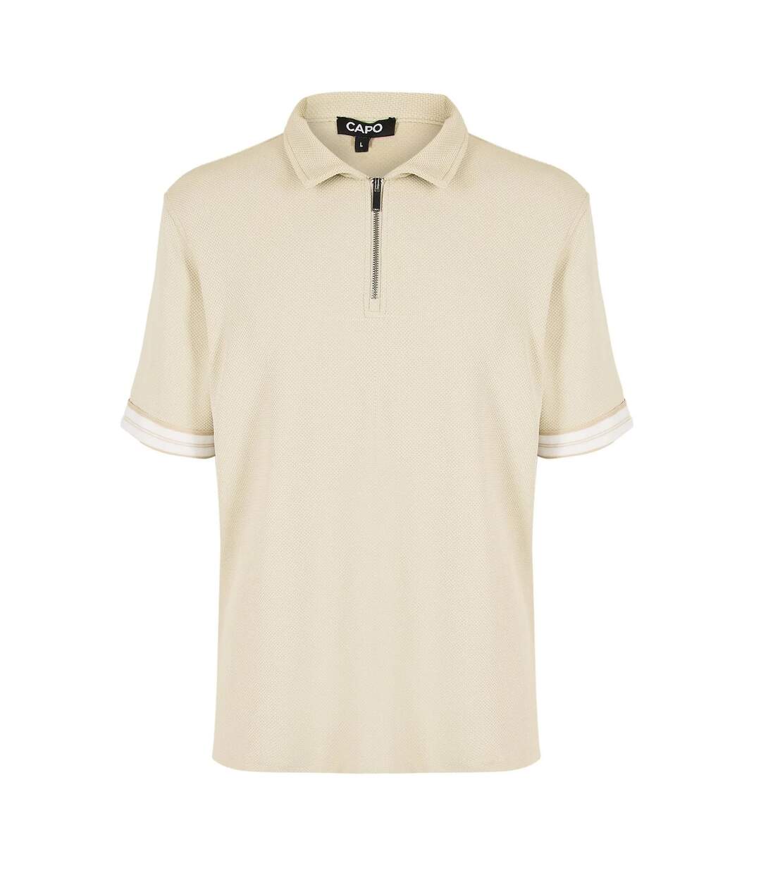 Mens Textured Polo Shirt Beige Capo-2