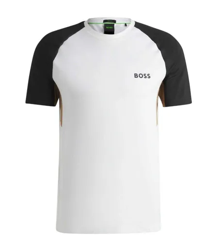 T-shirt Manches Raglan Motif/style Blocs De Couleurs Homme Blanc Boss