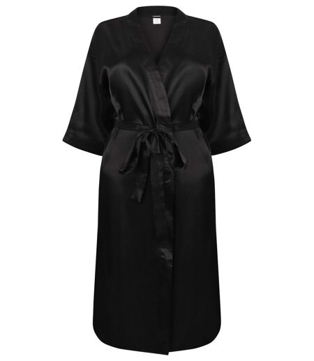Peignoir kimono en satin - femme - TC054 - noir