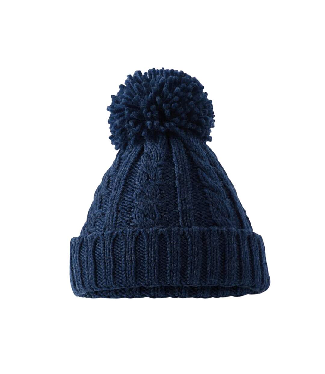 Unisex Adult Melange Cable Knit Beanie Navy Beechfield-1