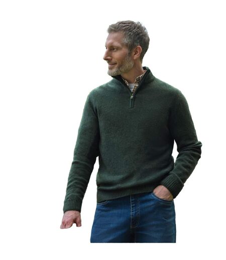 Mens Lambswool Zip Neck Jumper Pine WoolOvers