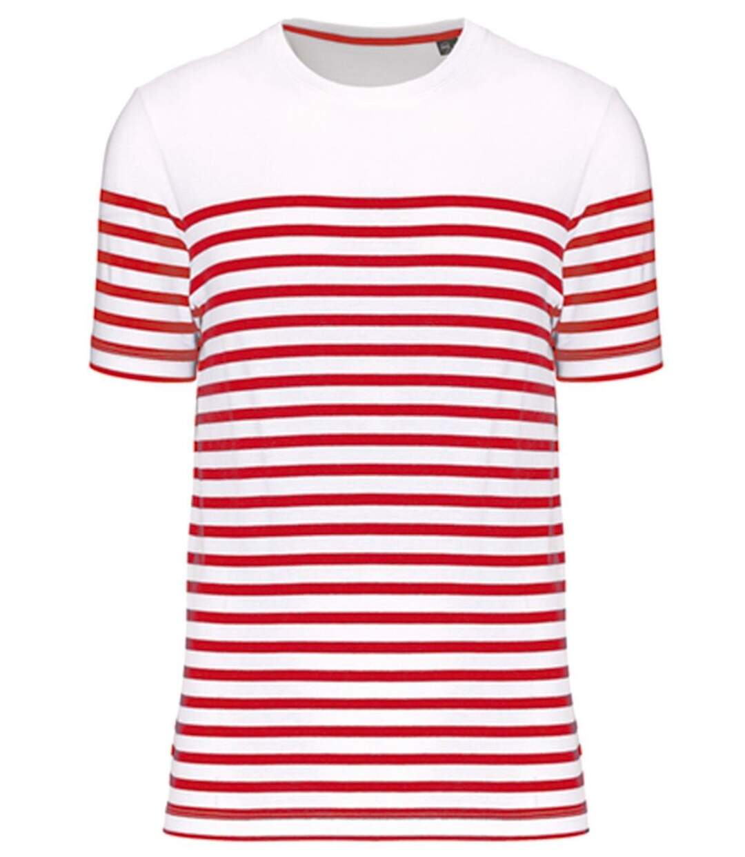 T-shirt rayé coton bio marinière homme - K3033 - rouge et blanc