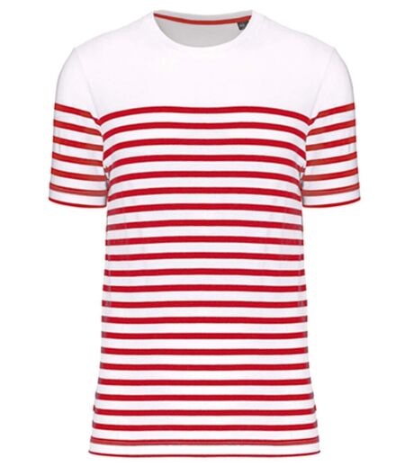 T-shirt rayé coton bio marinière homme - K3033 - rouge et blanc