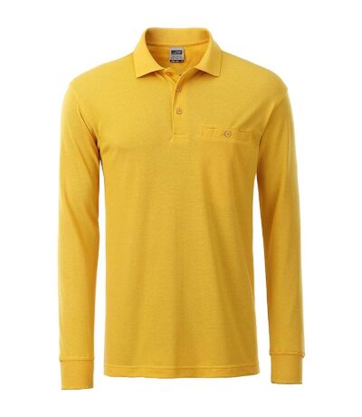 Polo homme poche poitrine manches longues - JN866 - jaune - workwear