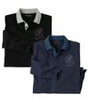 Pack of 2 Men's Long Sleeve Polo Shirts -Black Navy Atlas For Men