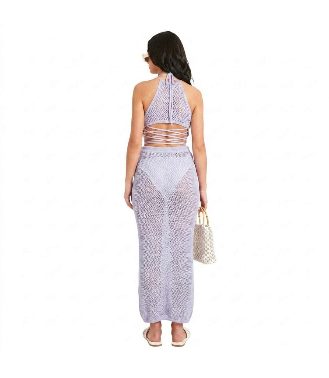 Womens/ladies Knitted Maxi Skirt Lilac Missy Empire-2