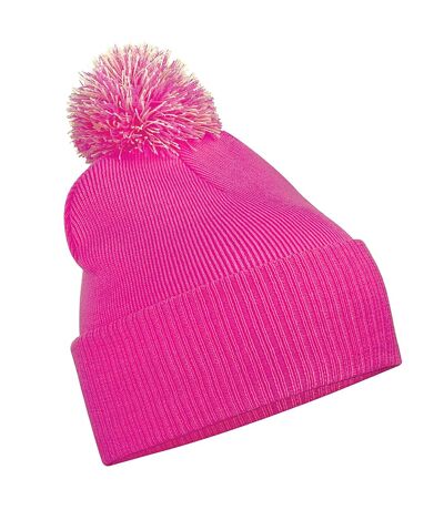 Beechfield Junior Snowstar Duo Winter Beanie Hat / Schoolwear (Fuchsia/Off White) - UTRW199