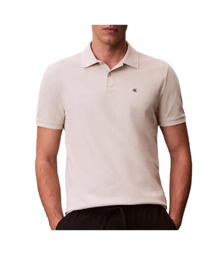 Polo beige homme calvin klein jeans ss monogram pique
