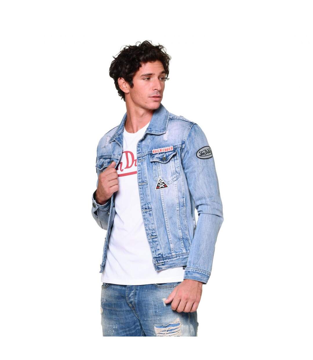 Veste Von Dutch Jeans homme Max Used Bleu