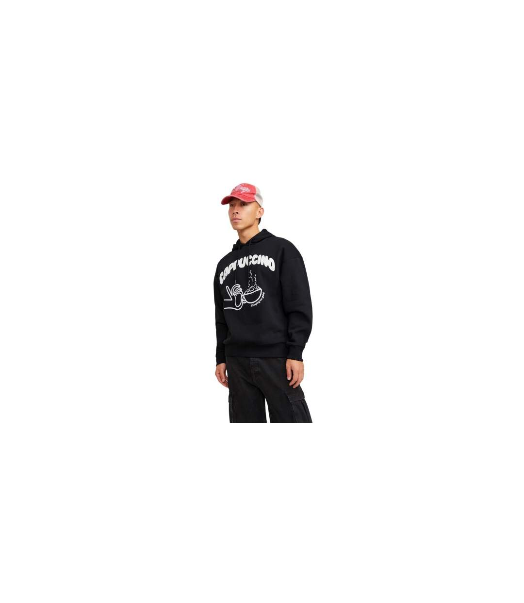 Mens Cappuccino Oversized Hoodie Black Jack And Jones-1