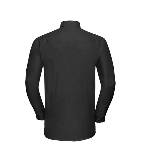 Russell Collection Mens Oxford Easy-Care Long-Sleeved Formal Shirt (Black)