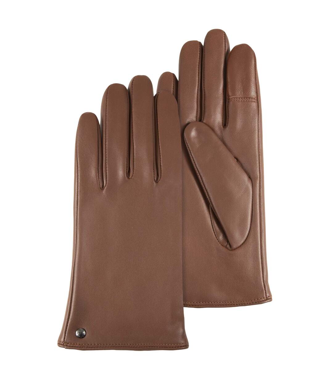 Isotoner Gants femme tactiles en cuir d'agneau - doublés micro fausse fourrure-1