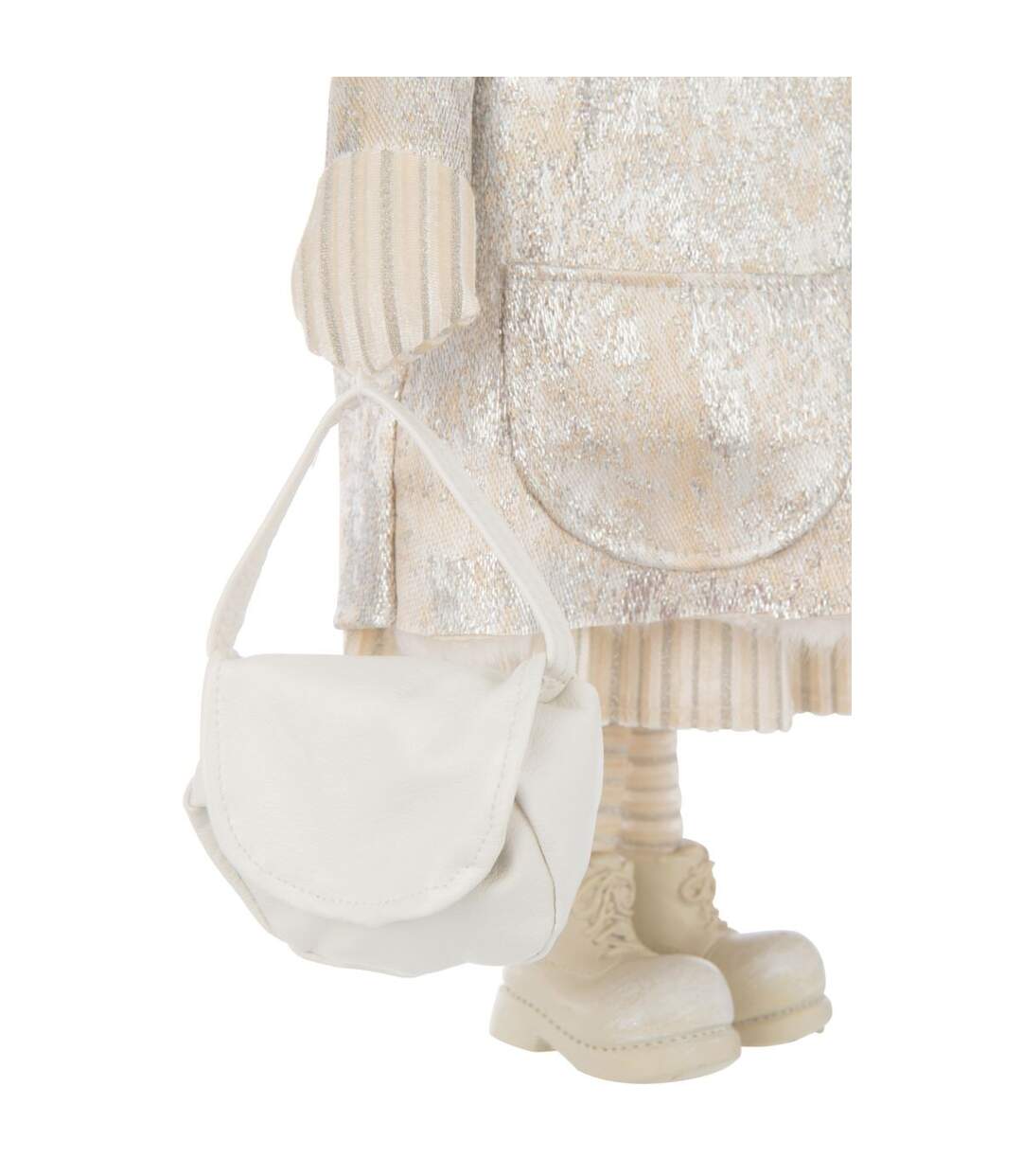 Statuette Fille en Tissu Sac 46cm Blanc Cassé-3