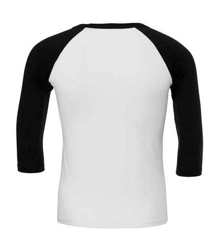 Unisex adult 3/4 sleeve baseball t-shirt white/black Canvas