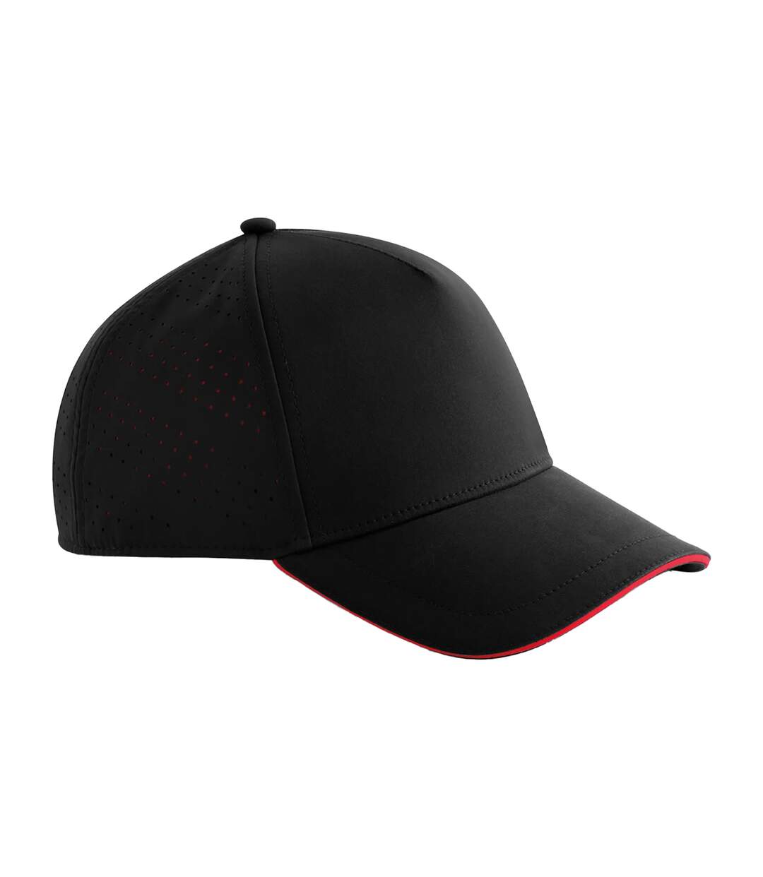 Casquette De Baseball Accelerate Noir Rouge Beechfield-2