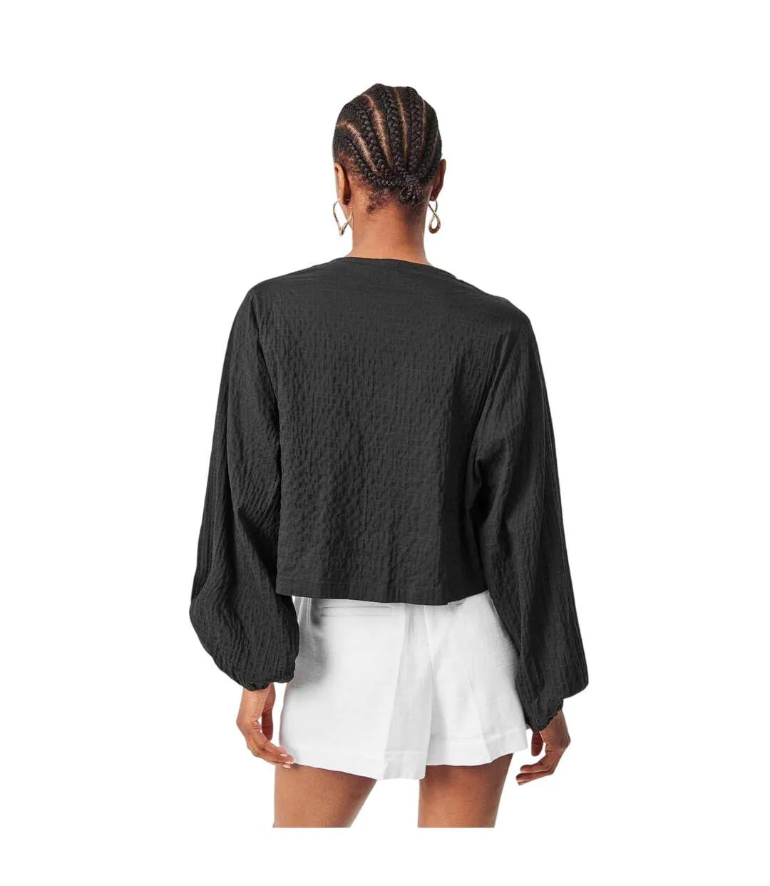 Haut Motif/style Détail À Nouer Lisanne Femme Noir Edited-4