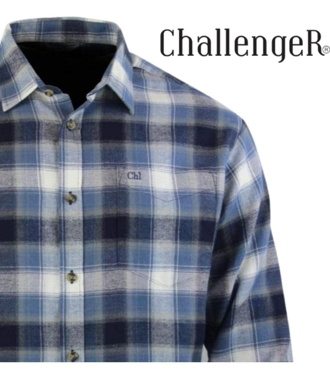 CHALLENGER BOB — Chemise à carreaux manches longues flanelle bleu/blanc : la douceur chaude au quotidien-3