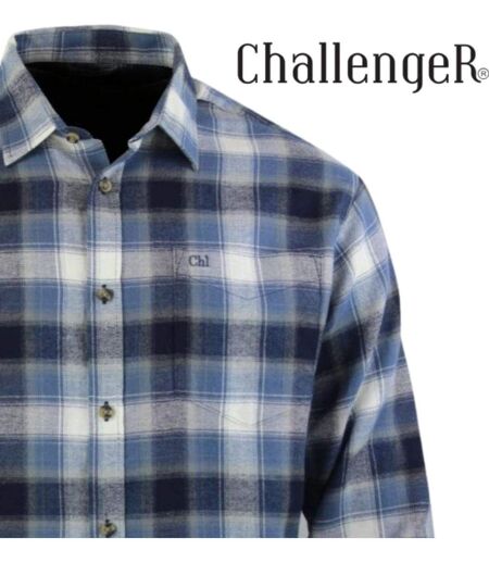 CHALLENGER BOB — Chemise à carreaux manches longues flanelle bleu/blanc : la douceur chaude au quotidien