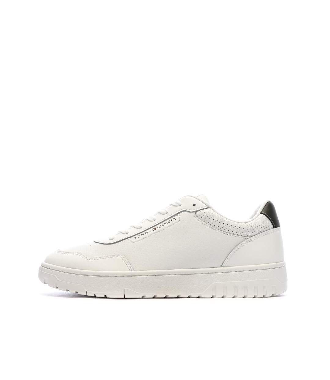 Baskets blanches/olive homme tommy hilfiger th hi vulc-1
