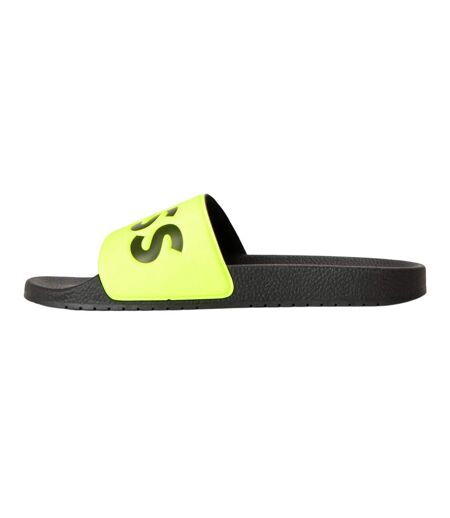 Mens Aryeh Logo Sliders Neon Black Boss