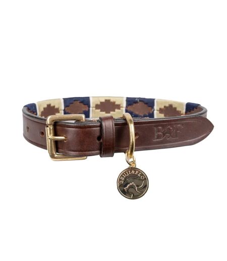 Sublime polo leather dog collar l navy/fossil Benji & Flo