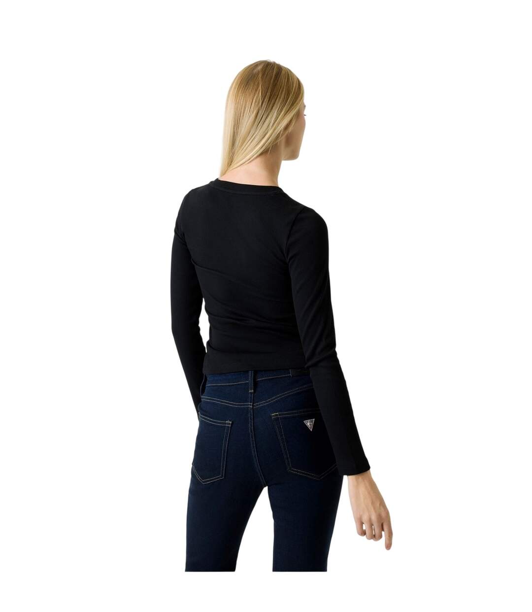 T-shirt Manches Longues Motif/style Brodé Femme Noir Guess-4