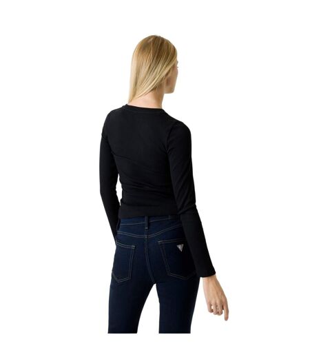 T-shirt Manches Longues Motif/style Brodé Femme Noir Guess