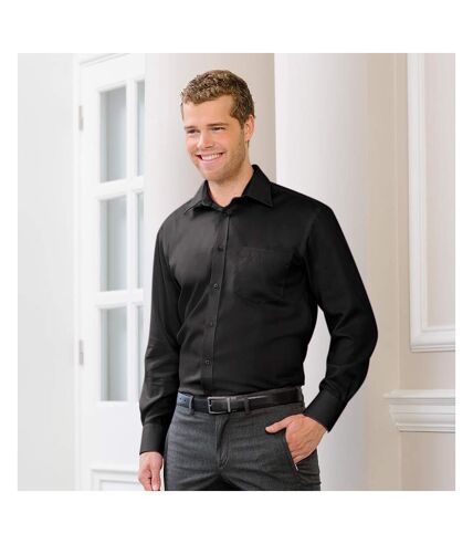 Russell Collection Mens Long Sleeve Ultimate Non-Iron Shirt (Black) - UTBC1035