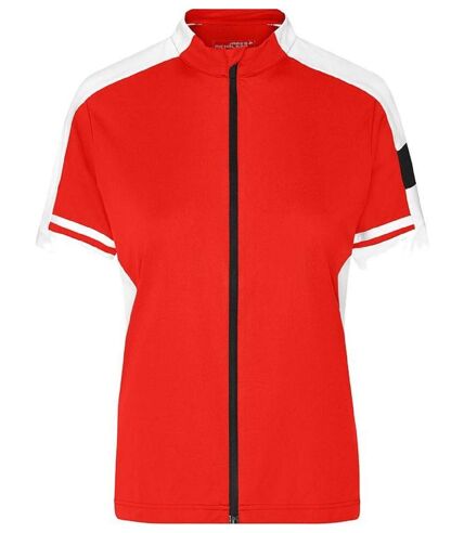 maillot cycliste zippé FEMME JN453 - rouge