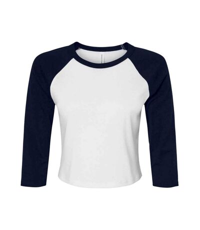 T-shirt court femme blanc / bleu marine Bella + Canvas