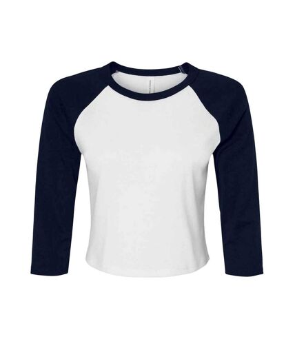 T-shirt court femme blanc / bleu marine Bella + Canvas Bella + Canvas