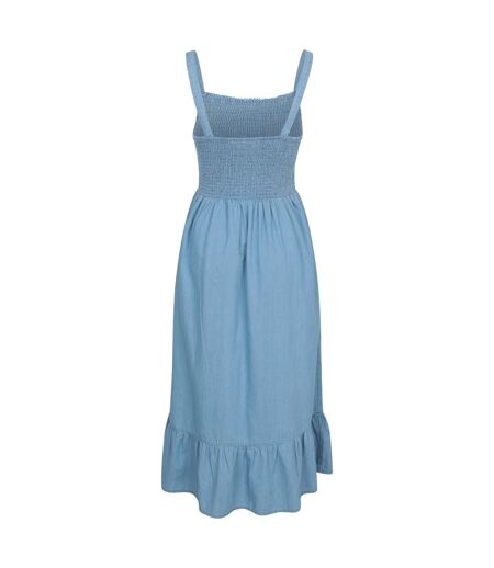 Womens/ladies marbella strappy shirred midi dress pale blue Mountain Warehouse