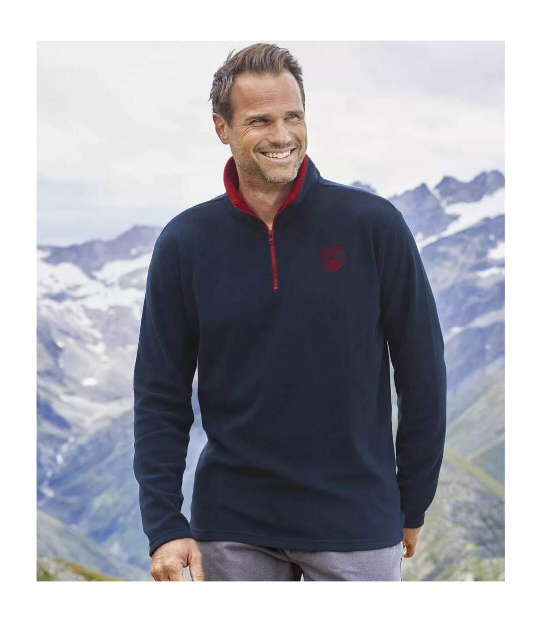 Pack of 4  Mens microfleece half zip jumper  burgundy/blue/navy blue/ecru Atlas For Men-4