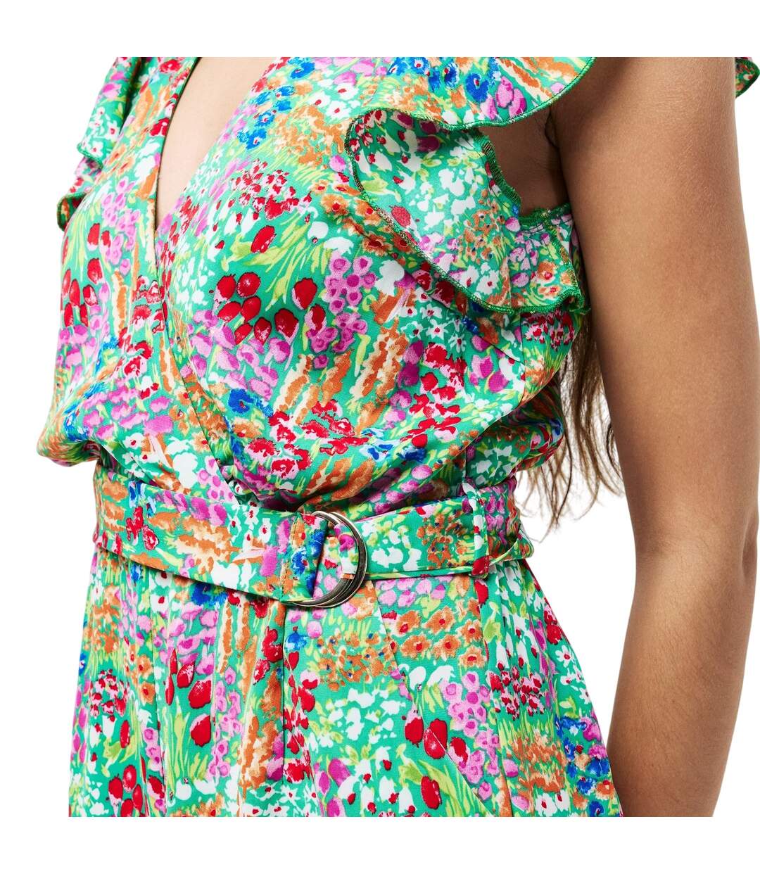 Womens/ladies Floral V Neck Casual Jumpsuit Multicoloured Print AX Paris-4