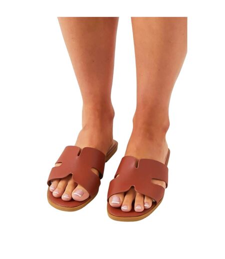 Claquettes Femme Marron Clair Missy Empire