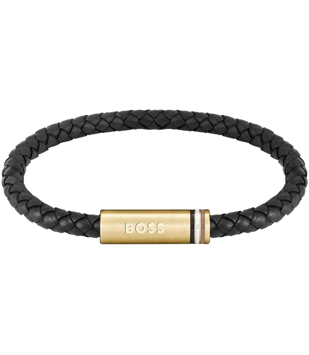 Mens Ares Leather Bracelet One Size Gold Boss-1